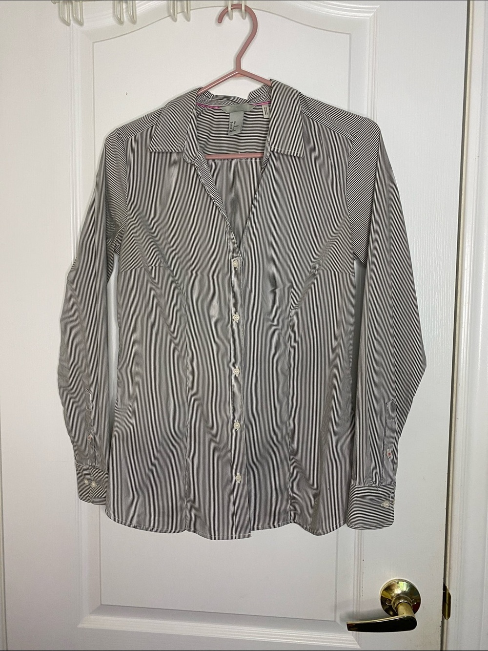 H&M Gray Pinstripe Button-Down Shirt